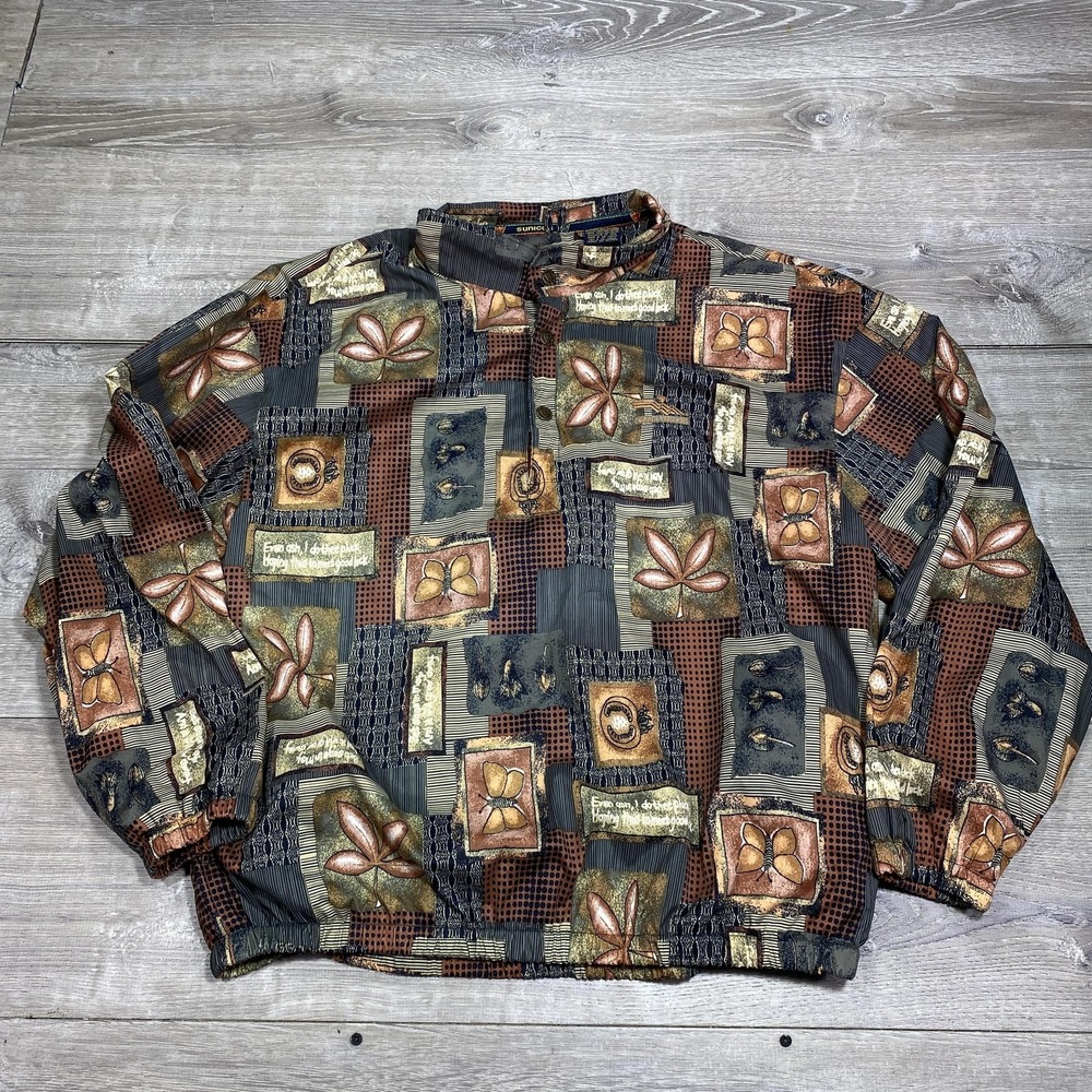 Vintage Pebble Beach Sunice Jacket Mens Medium Brown Abstract Golf‎ Print 90s